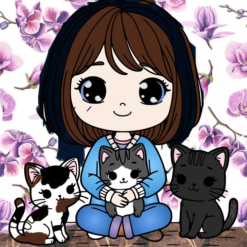 girl with cats
