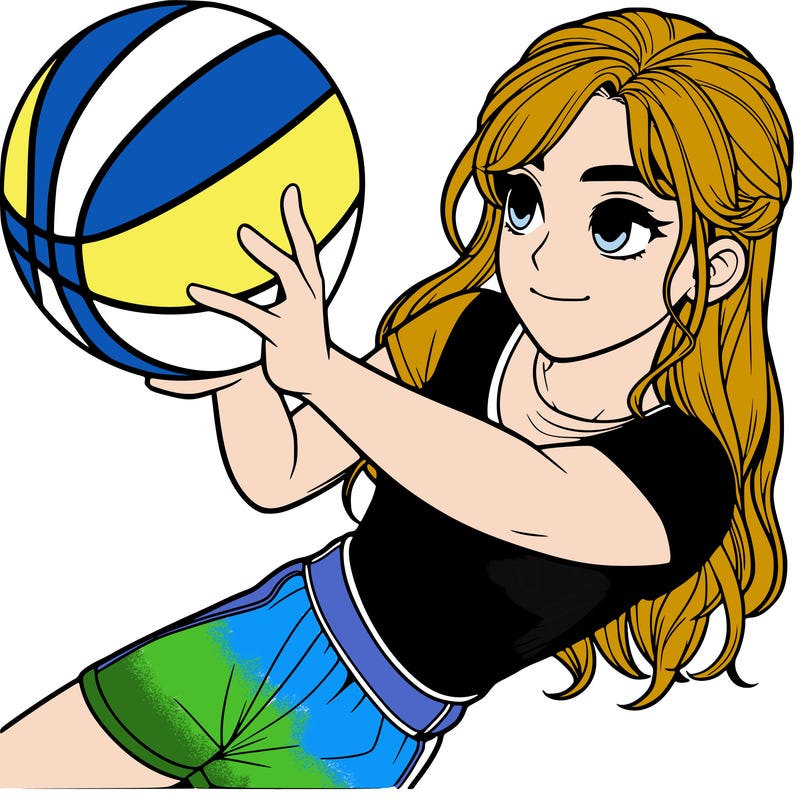 realistic girl playing basketball