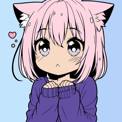 shy anime catgirl