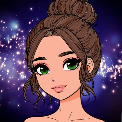 realistic pretty girl with hair in bun