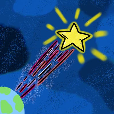 a shooting star in the sky