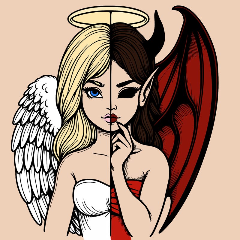 realistic angel half demon
