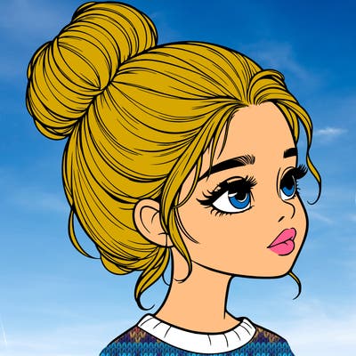 realistic girl with bun