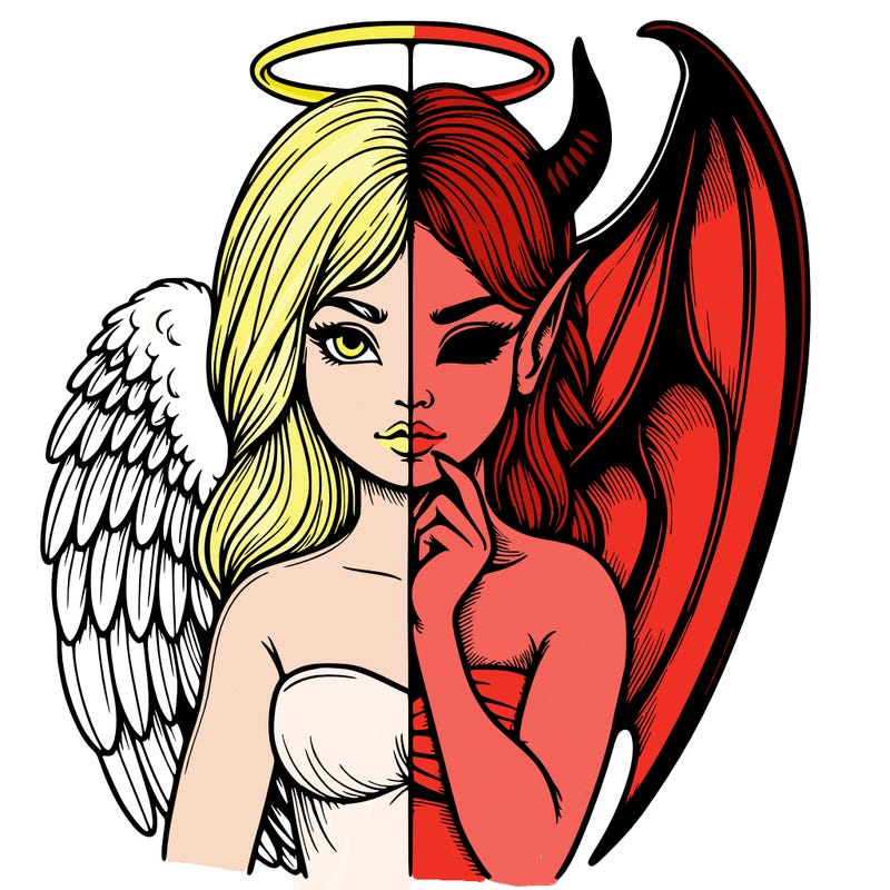 realistic angel half demon