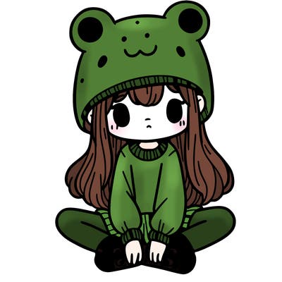 a girl wearing a frog hat and some frog socks