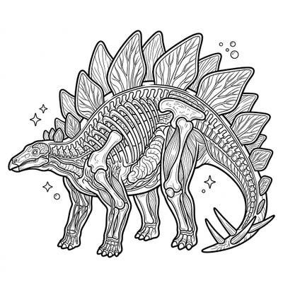 Dive deep into the prehistoric world with this fascinating Stegosaurus anatomy coloring page, specifically crafted for teens. Explore its intricate skeleton and internal structures as you bring this ancient giant to life with color.