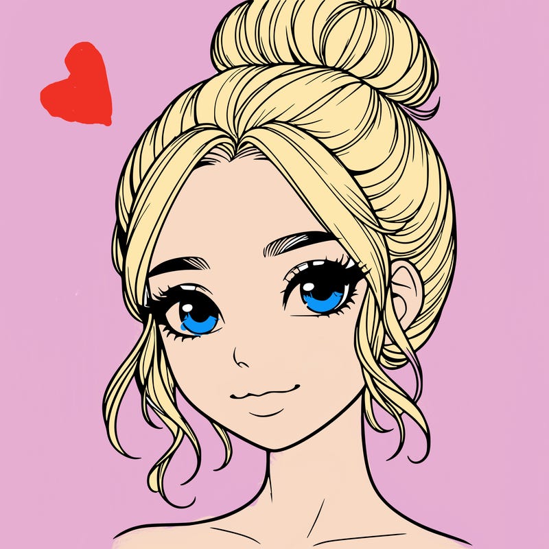 realistic pretty girl with hair in bun