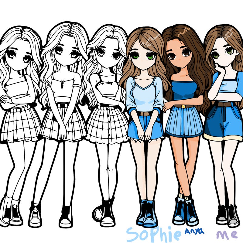 a group of girls realistic