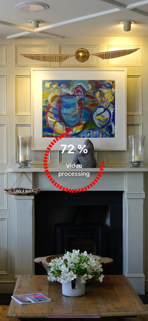 Harry Potter's  Golden Snitch - Augmented reality view of a golden snitch with a video processing progress overlay