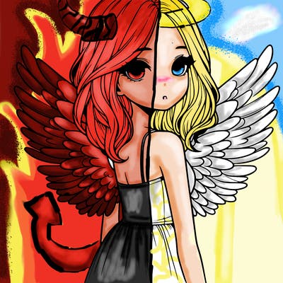 realistic girl with wings