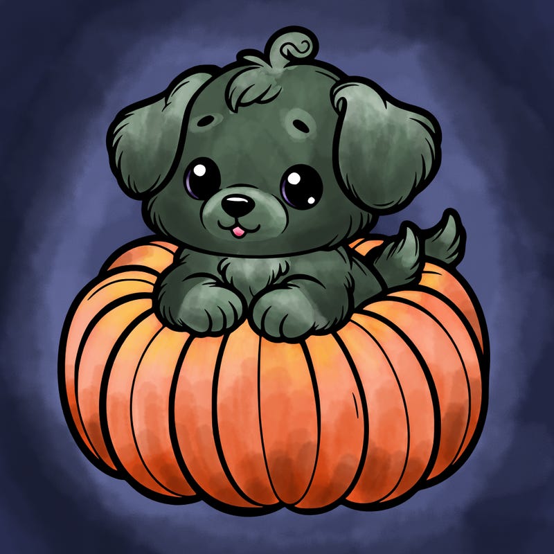cute little puppy in a pumpkin