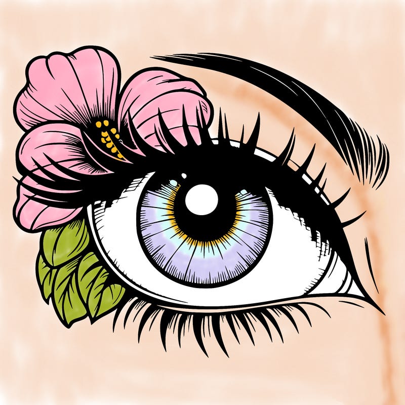 realistic eye with flower