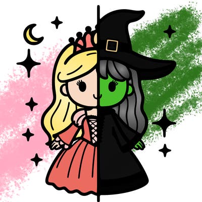 split princess and witch