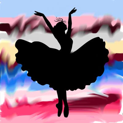 a delicate ballerina with her costume in motion.