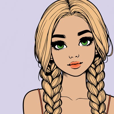 realistic girl with braids