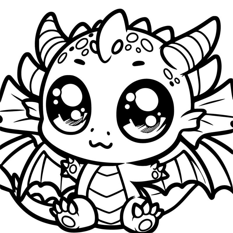 a kawaii chibi dragon with big eyes