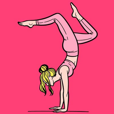 a woman doing a handstand