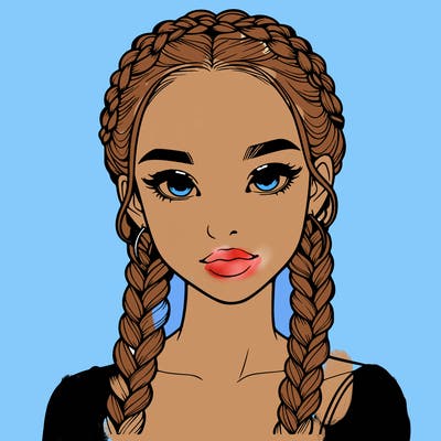 realistic girl with braids