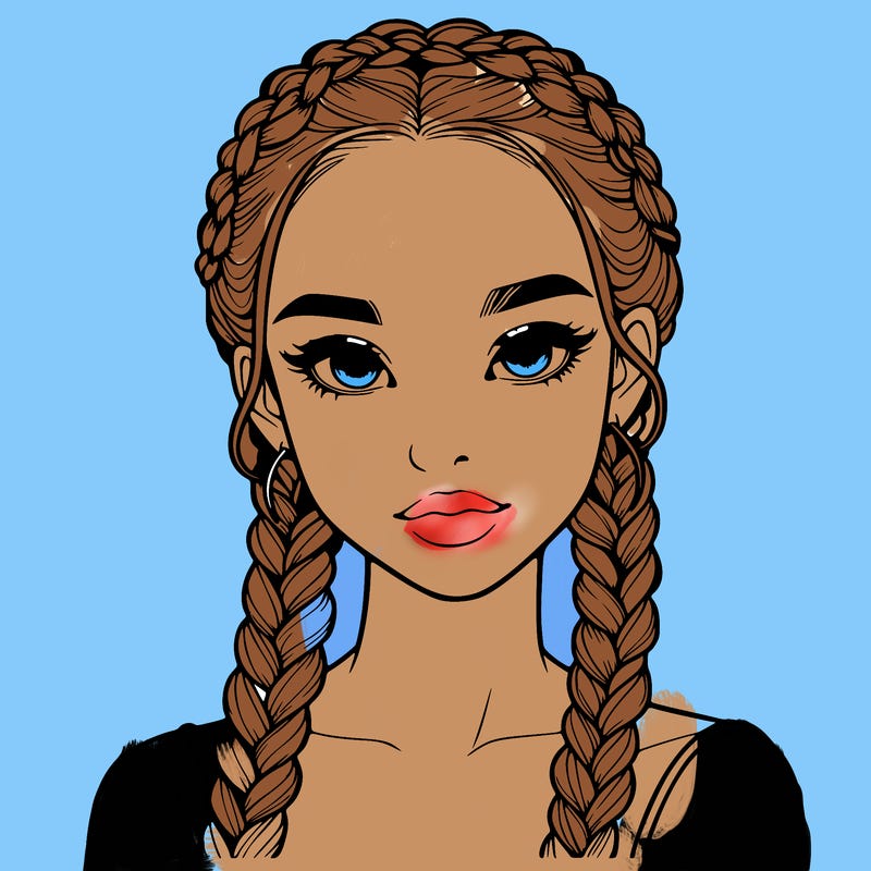 realistic girl with braids