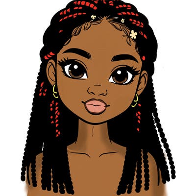 a realistic black girl with braids