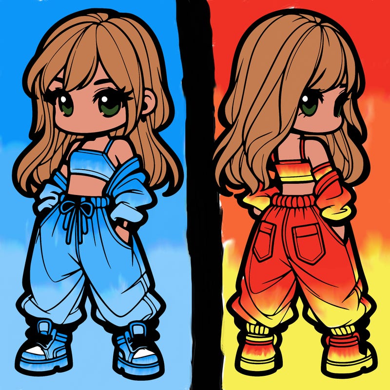 girl in crop top and baggy pants