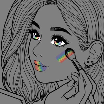 a realistic girl doing her makeup