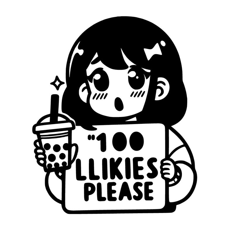 girl holding boba while saying 100 likes please