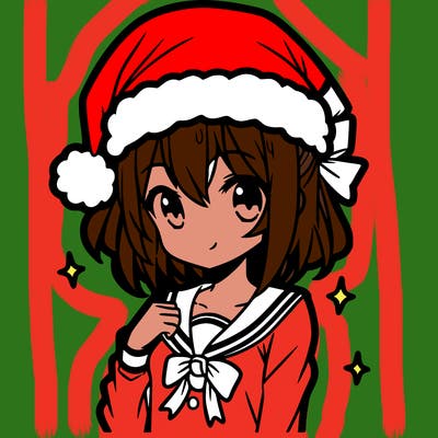 anime girl wearing a santa hat