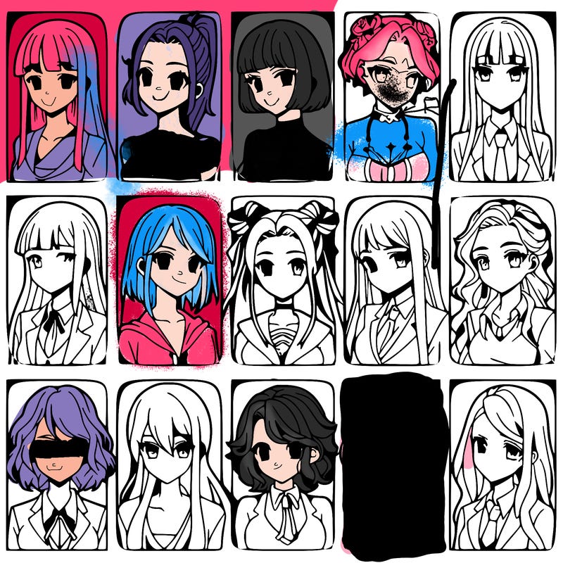 girls that look diffrent anime