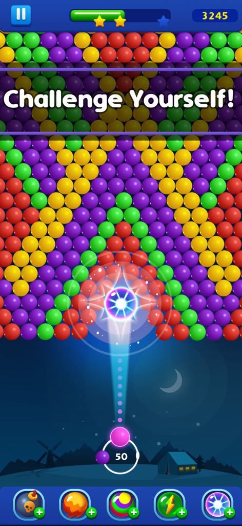 Bubble Pop Game! Ball Shooter - Pantalla de juego clásica de shooter de burbujas con burbujas de colores y potenciadores especiales