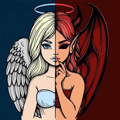 realistic angel half demon