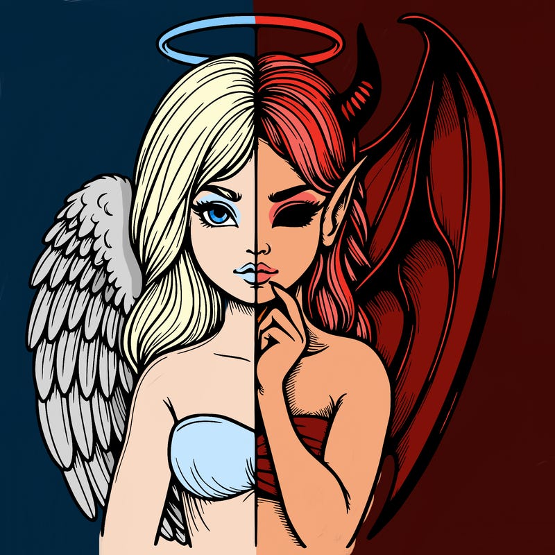 realistic angel half demon