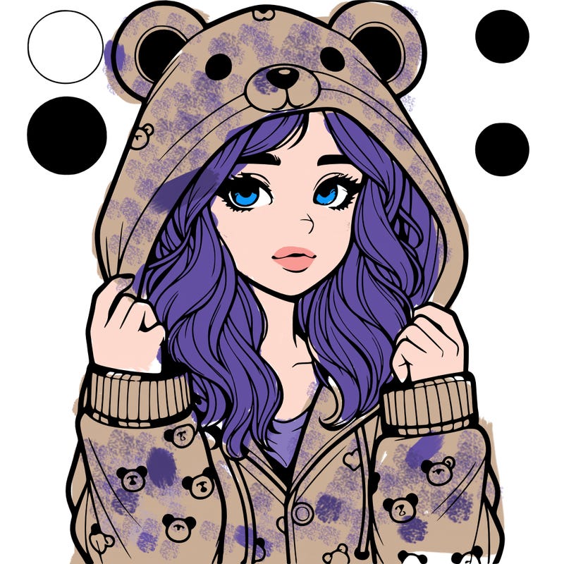 realistic girl in a animal pjs hoodie