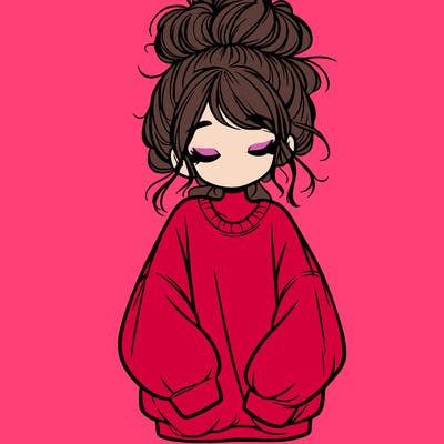 girl with baggy sweatshirt and messy bun