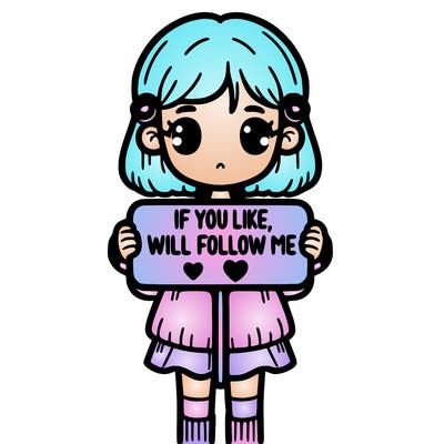 girl that has a sign that says that if you like i will follow you