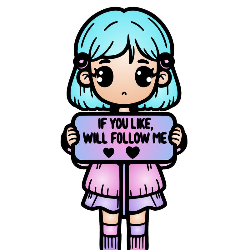 girl that has a sign that says that if you like i will follow you