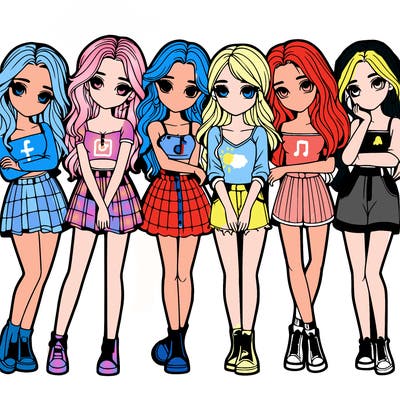 a group of girls realistic