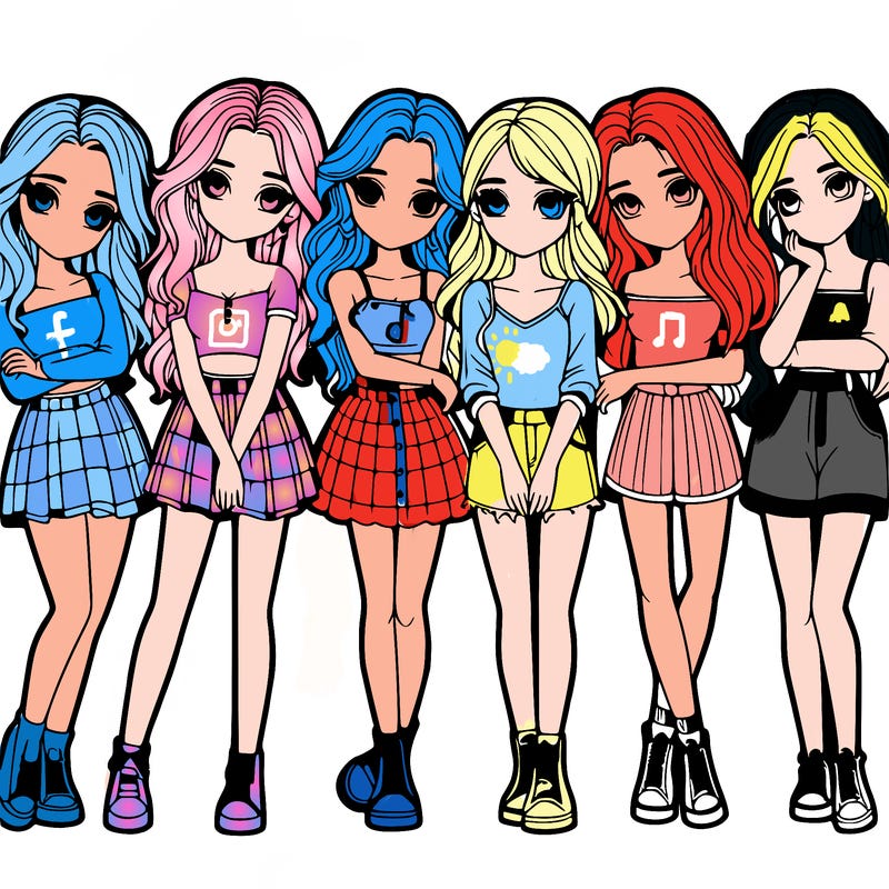 a group of girls realistic