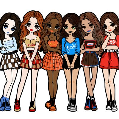 a group of girls realistic