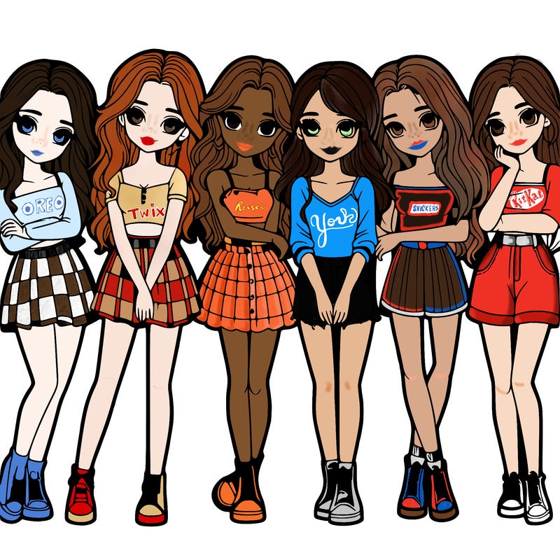 a group of girls realistic