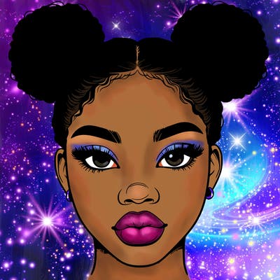 realistic black woman with two buns