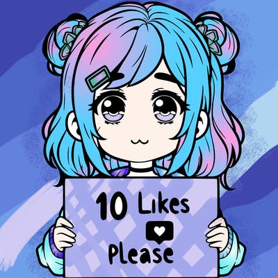 a girl with a sign saying 10 likes please