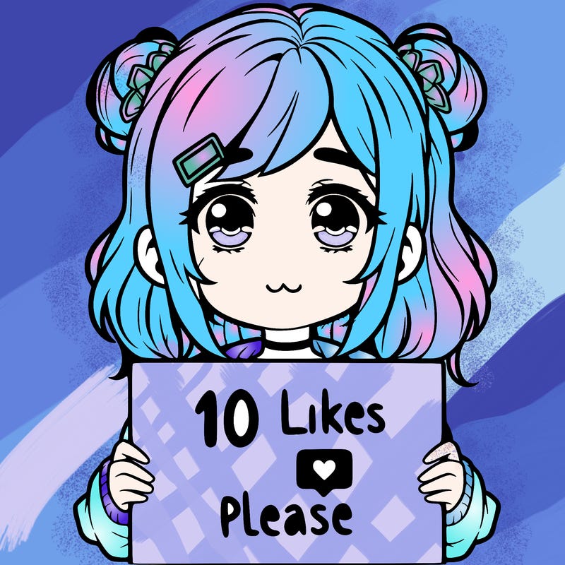 a girl with a sign saying 10 likes please