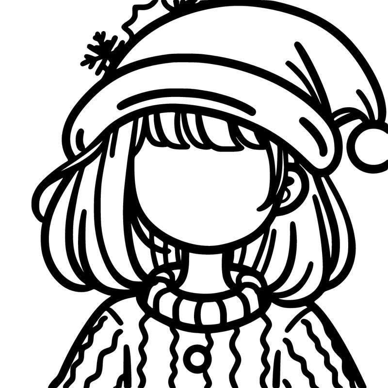 girl with a xmas hat and no face