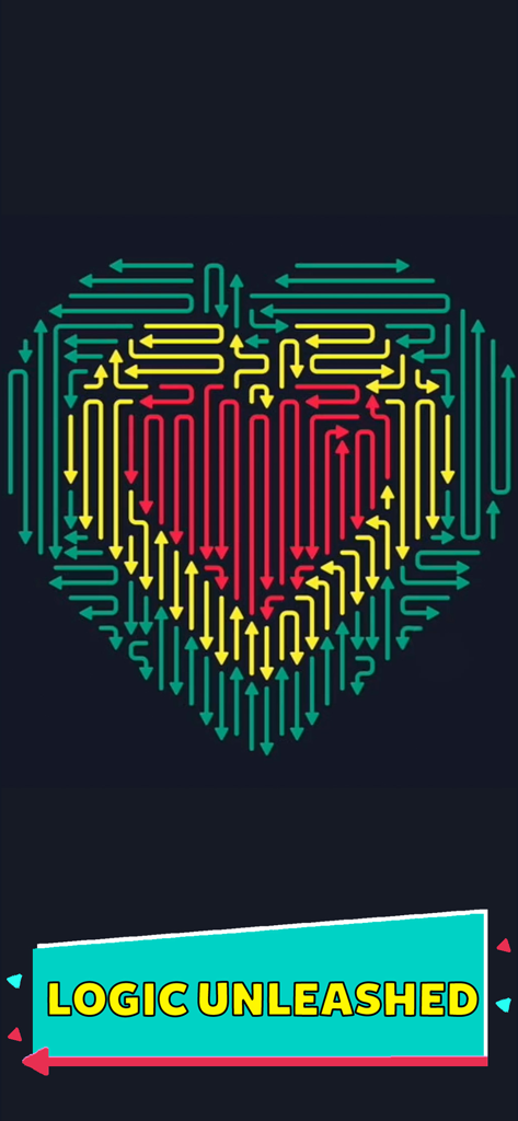 Arrowscapes - Arrows Puzzle - Un diseño de corazón hecho de flechas coloridas en el juego de puzles de lógica Arrowscapes.