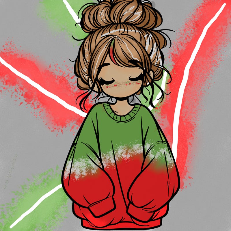 girl with baggy sweatshirt and messy bun