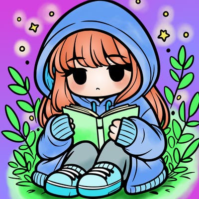 girl in oversized hoodie reading a book