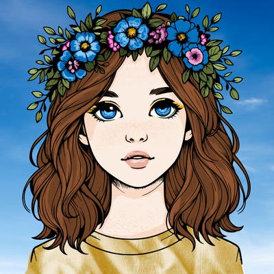 realistic girl with flower crown