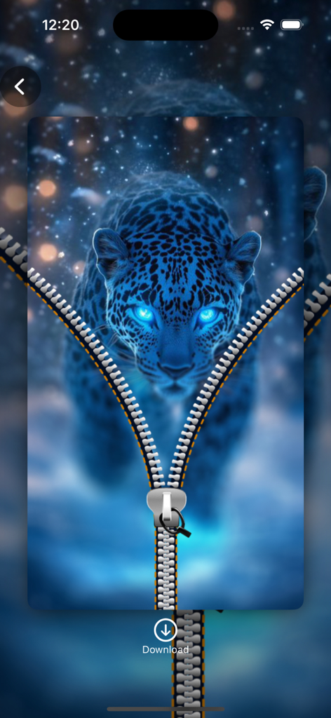 Zipper Lock Screen & Wallpaper - Fondo de pantalla de leopardo azul con efecto de pantalla de bloqueo con cremallera interactiva