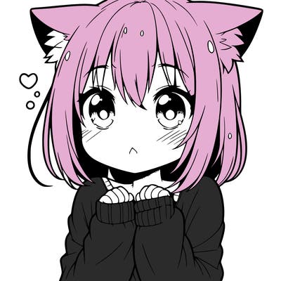 shy anime catgirl